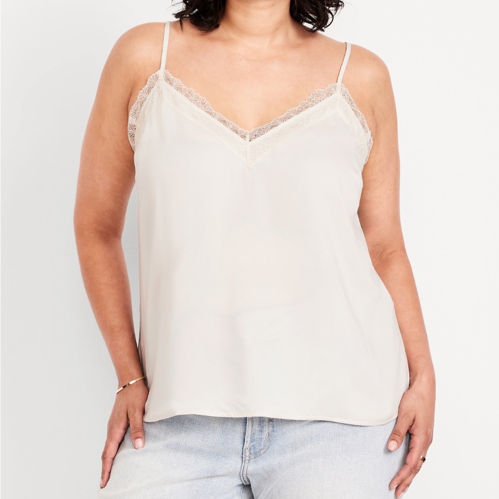 Old Navy Lace-Trim Satin Cami Top XL Creme/Ivory NWT